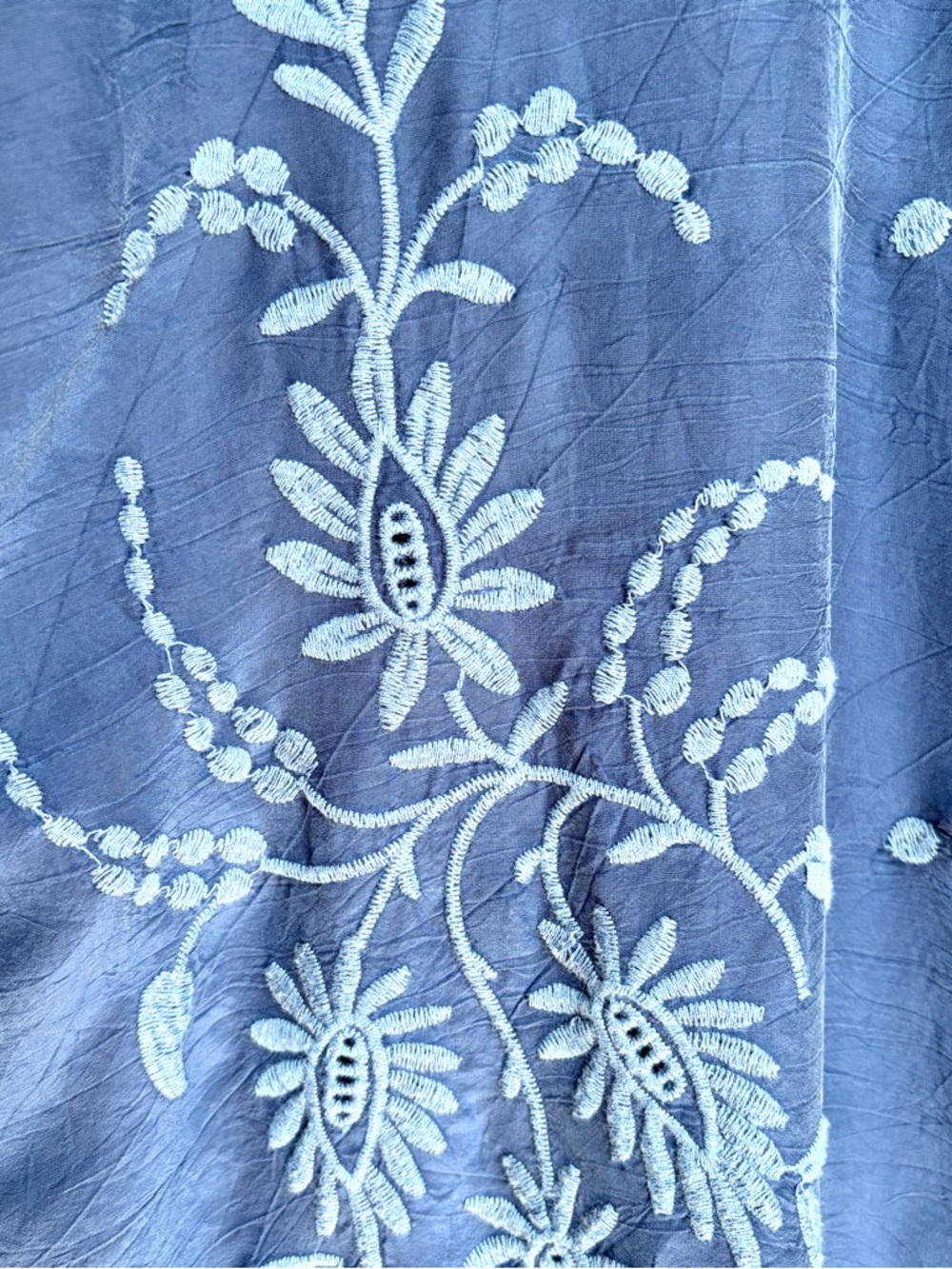 Johnny Was Conner Dress Sz M Indigo Blue Floral Eyelet Embroidered Boho Chic - Picture 16 of 16